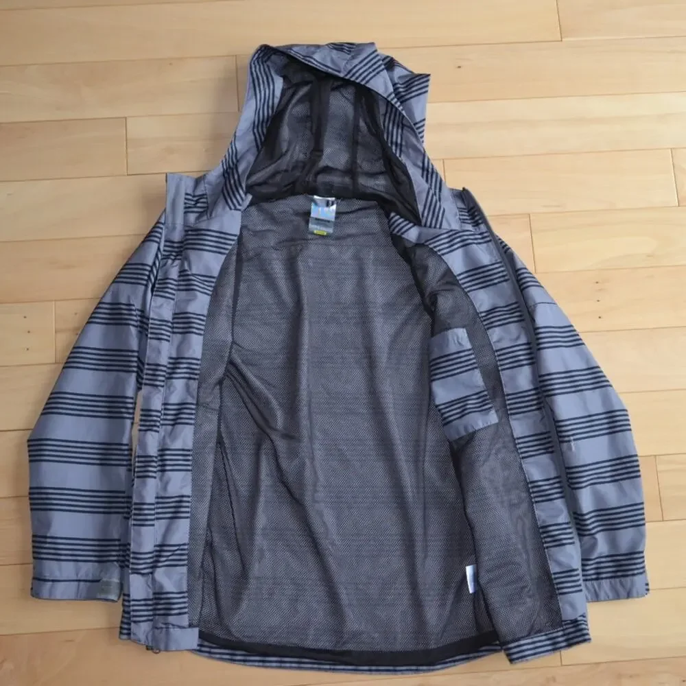 Burton Windbreaker Rain Jacket Striped Gray Size Medium Dryride